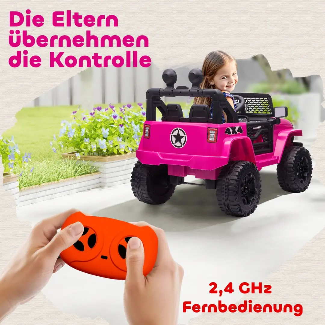 Homcom Elektrische Off-Road Speelgoedtruck - Roze - 100x65x72cm