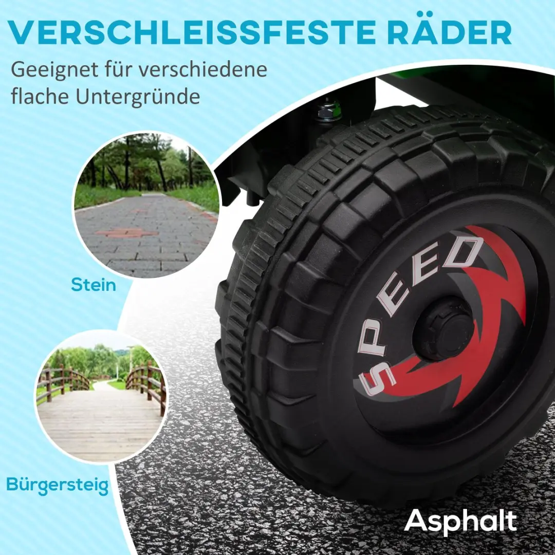 Homcom Elektrische Kinderauto 106x41,5x48,5cm - Groen/Grijs/Zwart