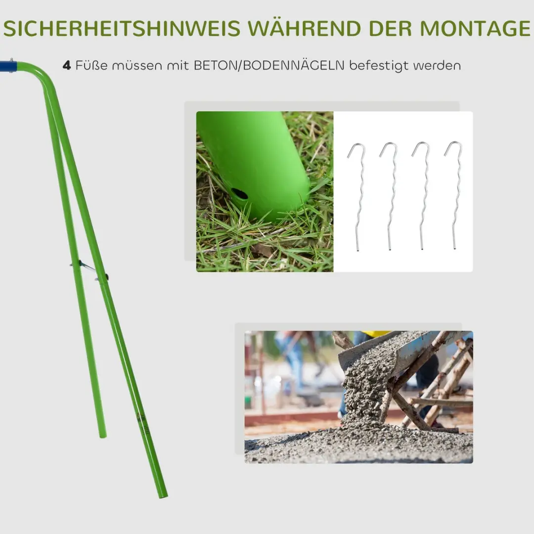 Outsunny Metallieke Kinderschommel 280x140x178cm - Groen