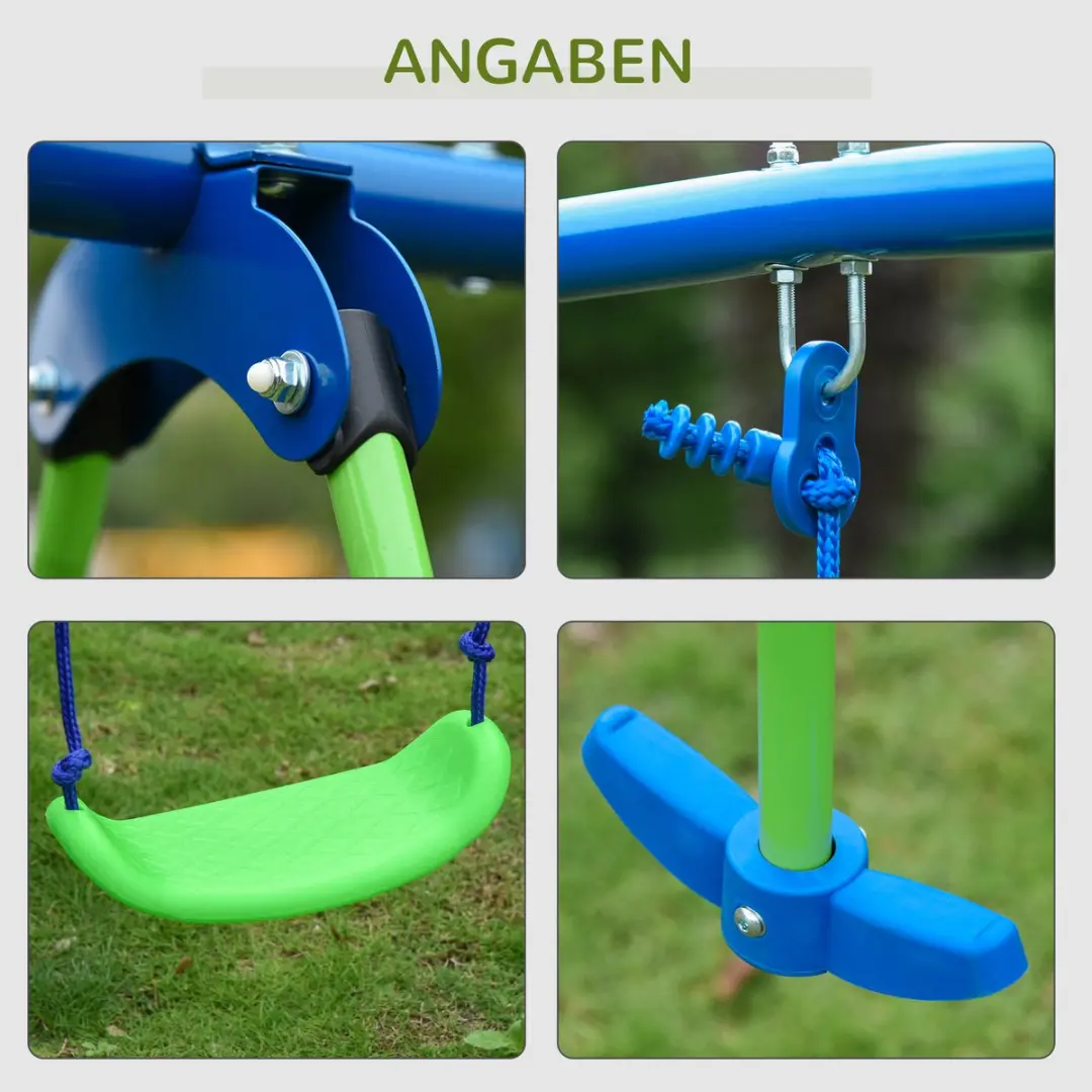 Outsunny Metallieke Kinderschommel 280x140x178cm - Groen