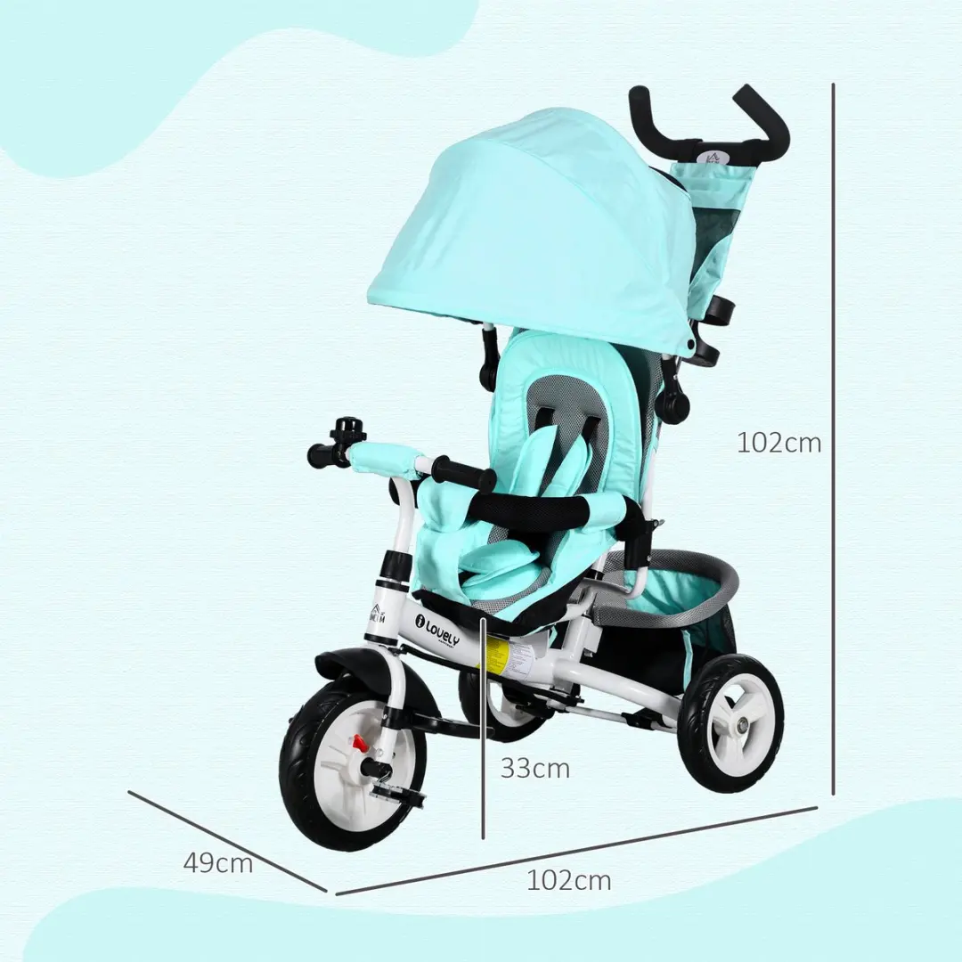Homcom Kinderdriewieler - 102x49x102cm Groen