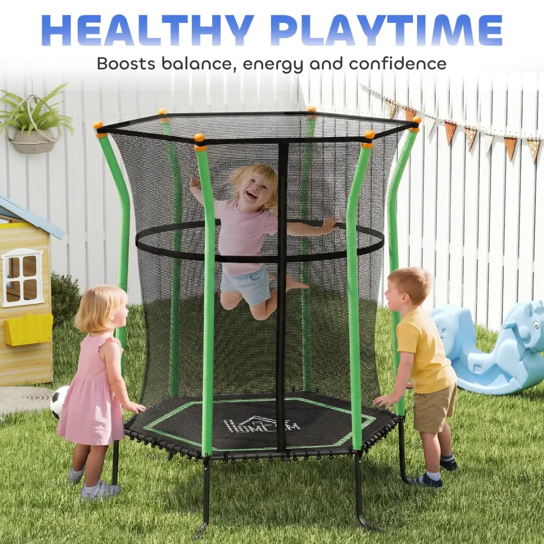Homcom Kindertrampoline Ø163,5cm - Groen - afbeelding 6 van 6