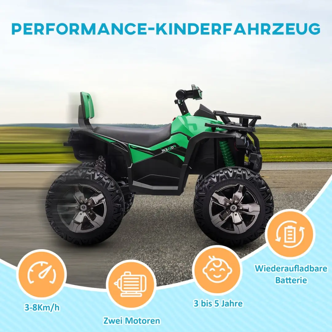 Homcom Rijden op Auto - 100x65x73cm Groen - 370-170V90GN