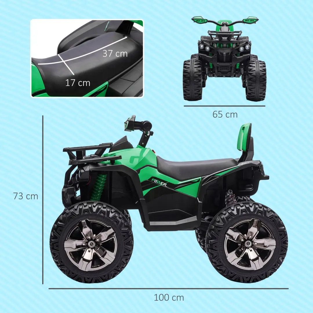 Homcom Rijden op Auto - 100x65x73cm Groen - 370-170V90GN - afbeelding 6 van 6