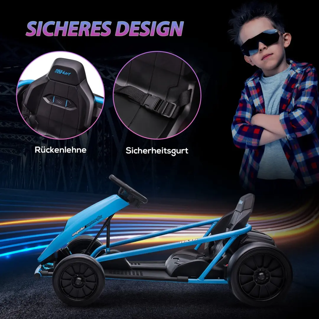 Homcom Elektrische Kart Blauw - 115x77x54cm