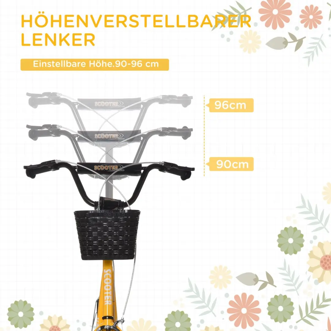 Homcom Kids Scooter Metall 139x58cm - Oranje/Zwart - afbeelding 5 van 6