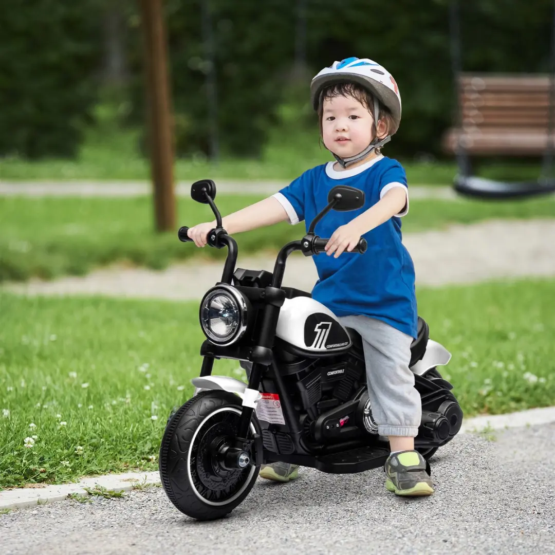 Homcom Elektrische Motorfiets 370-283V90WT - 76x42x57cm - Wit/Zwart