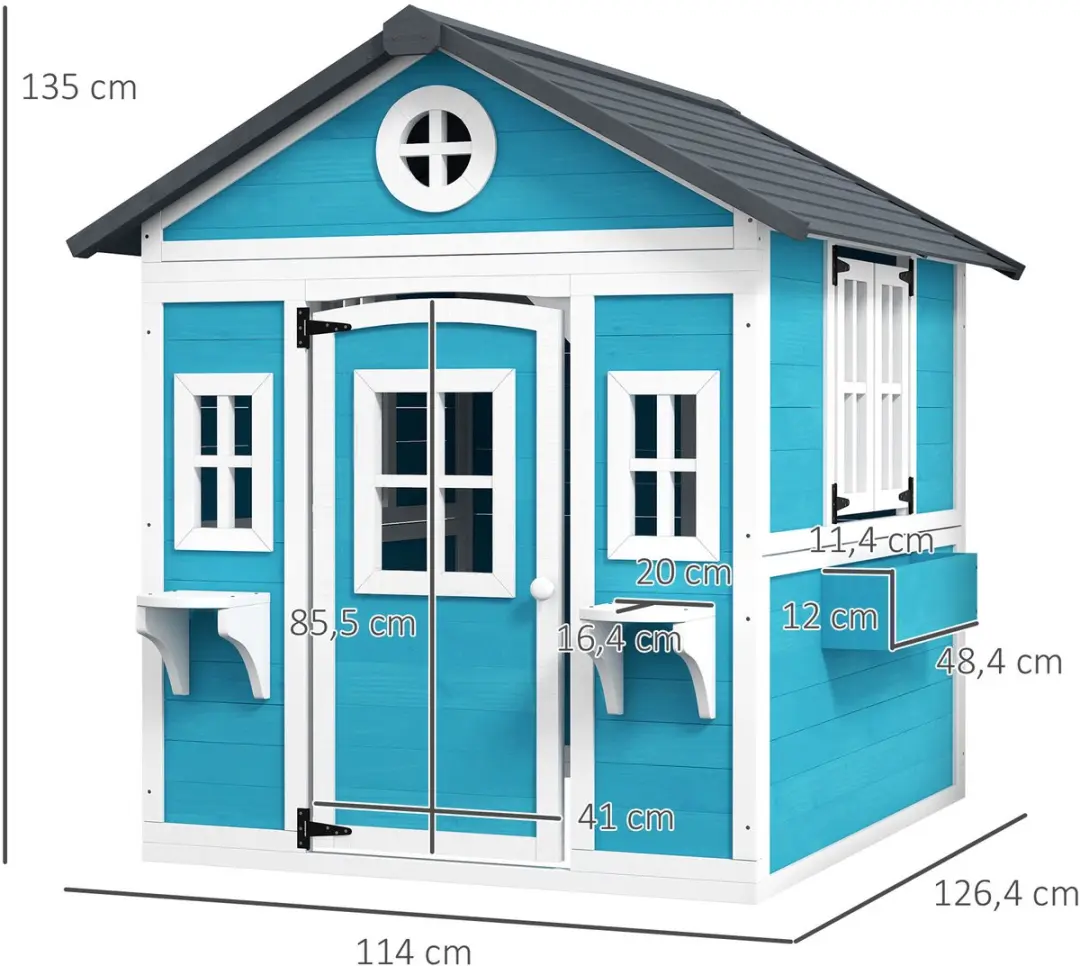 Outsunny Speelhuis Blauw - 126x114x135cm