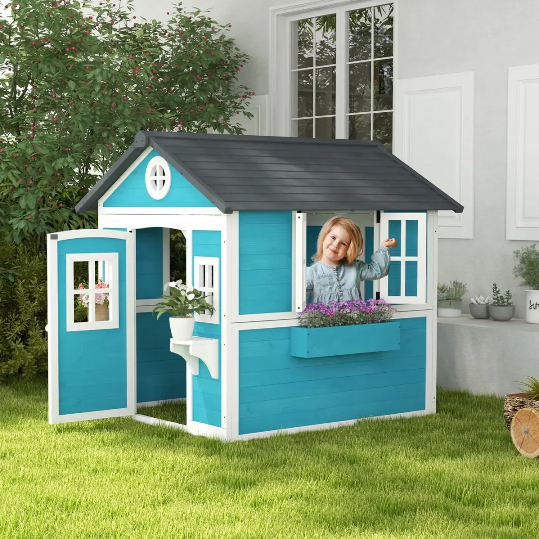 Outsunny Speelhuis Blauw - 126x114x135cm