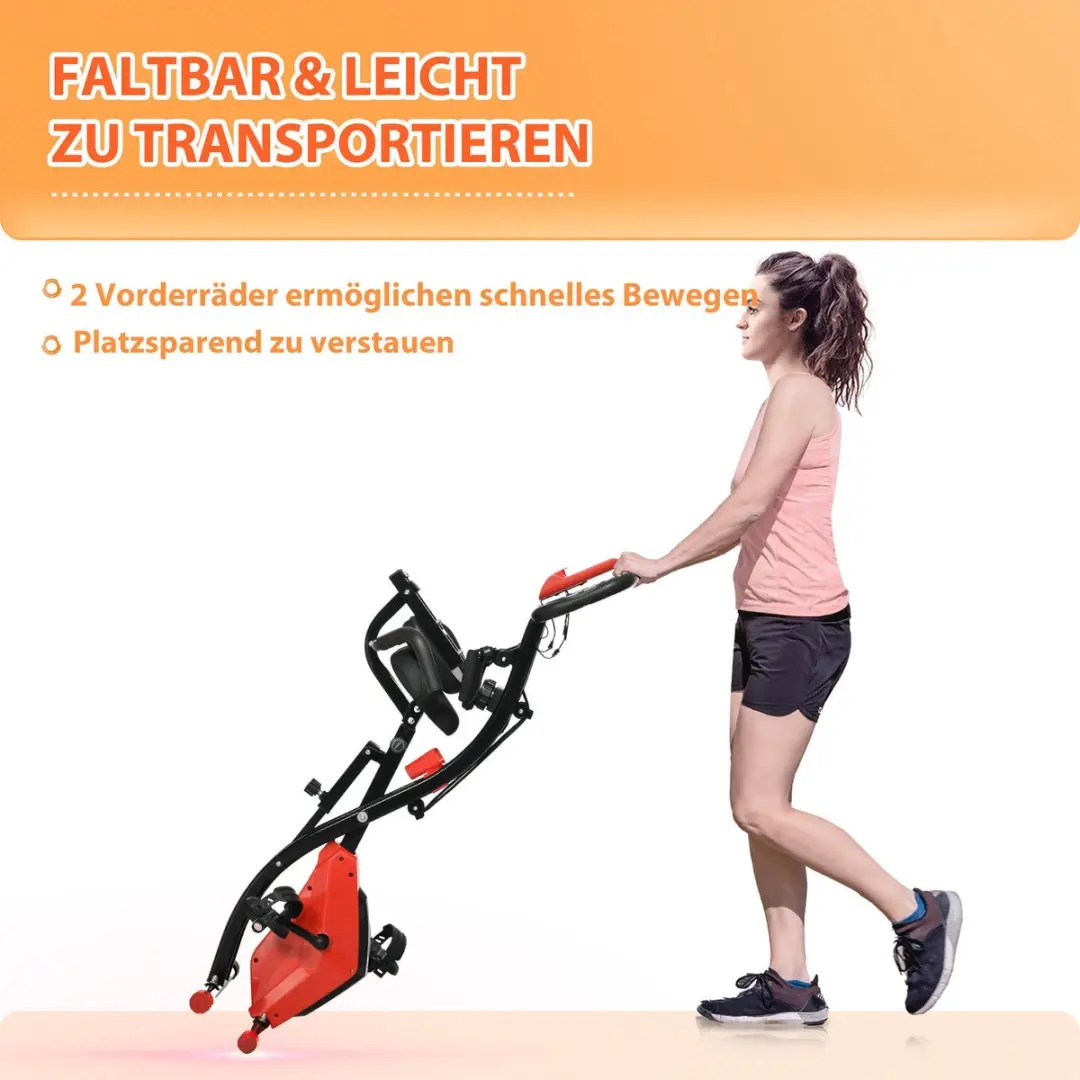 Homcom Heimtrainer ABS-105cm - 8 Niveaus - Rood/Zwart