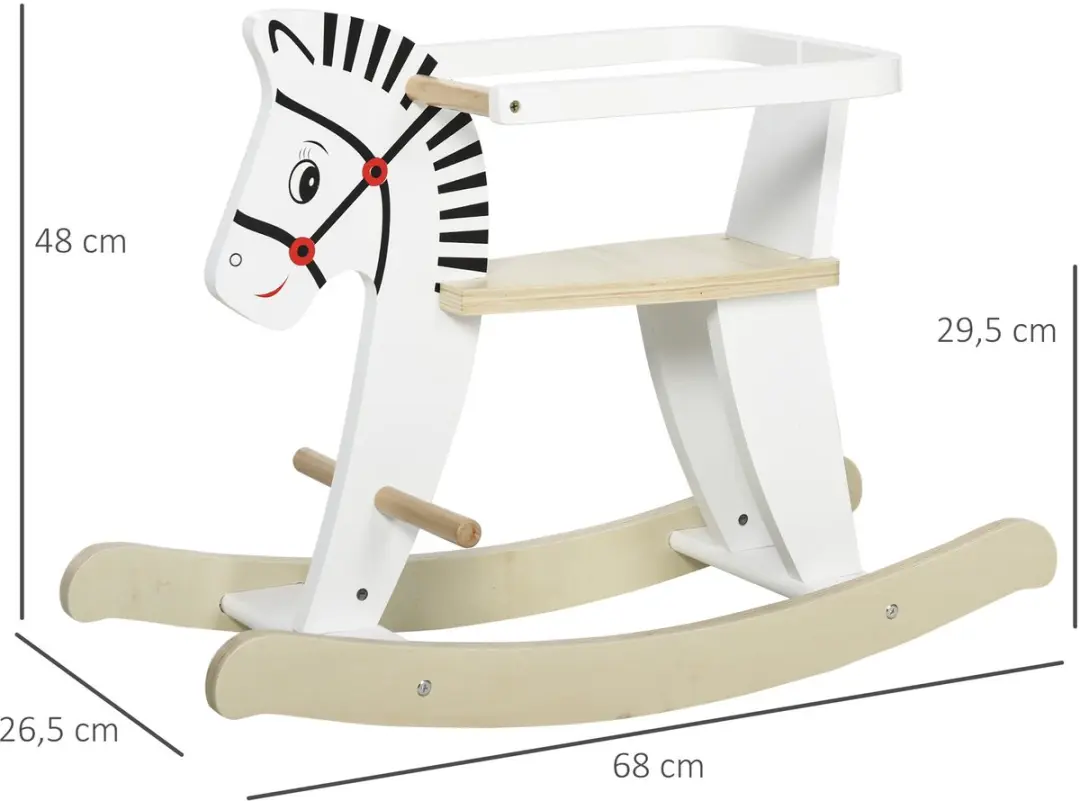 Homcom Kinderschommelpaard Hout 68x26x48cm Wit