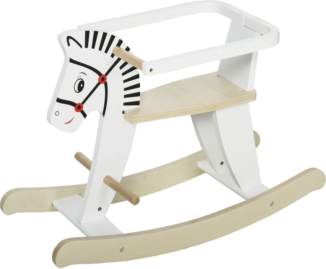 Homcom Kinderschommelpaard Hout 68x26x48cm Wit