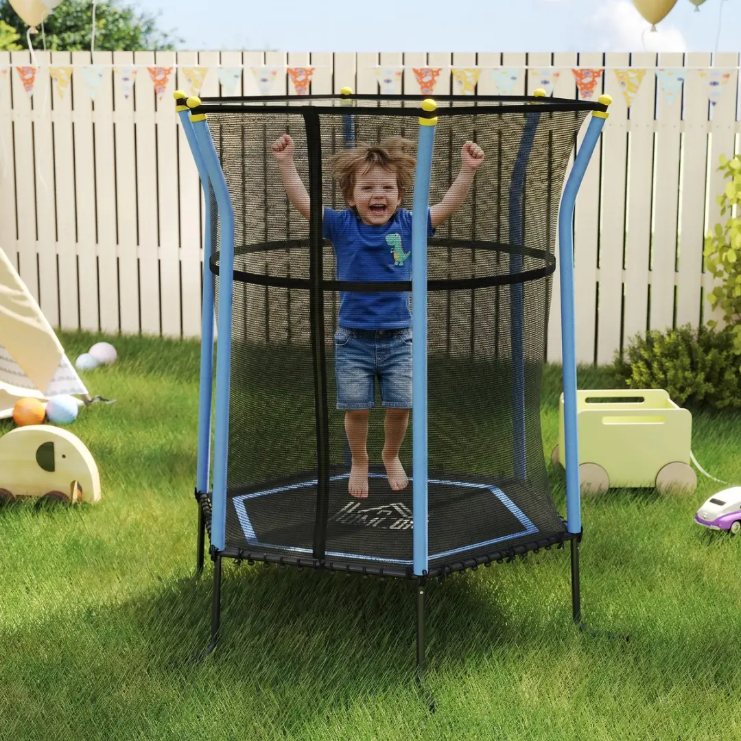 Homcom Kindertrampoline Ø163,5cm H190cm - Blauw
