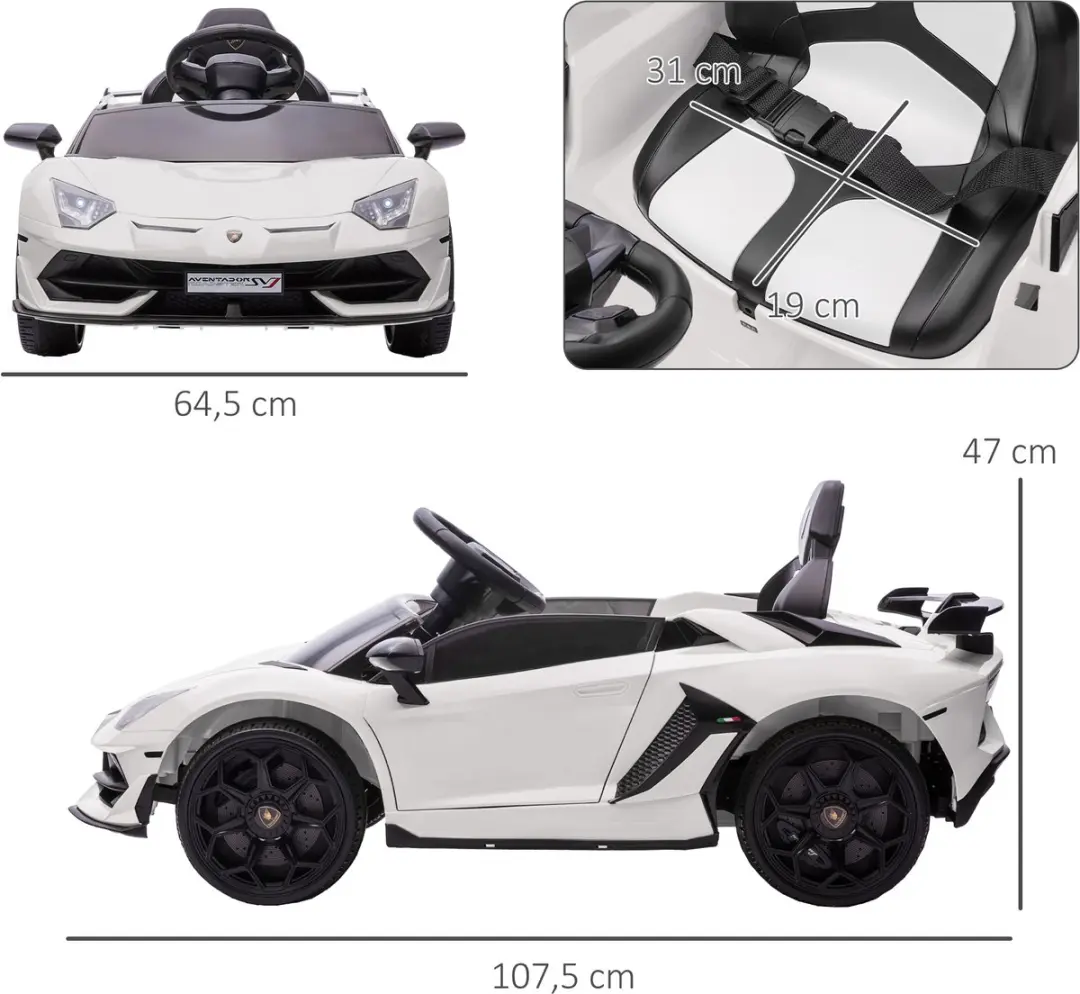 Homcom Elektrische Kinderauto 107,5x63x42cm Wit - MPN 370-306V90WT
