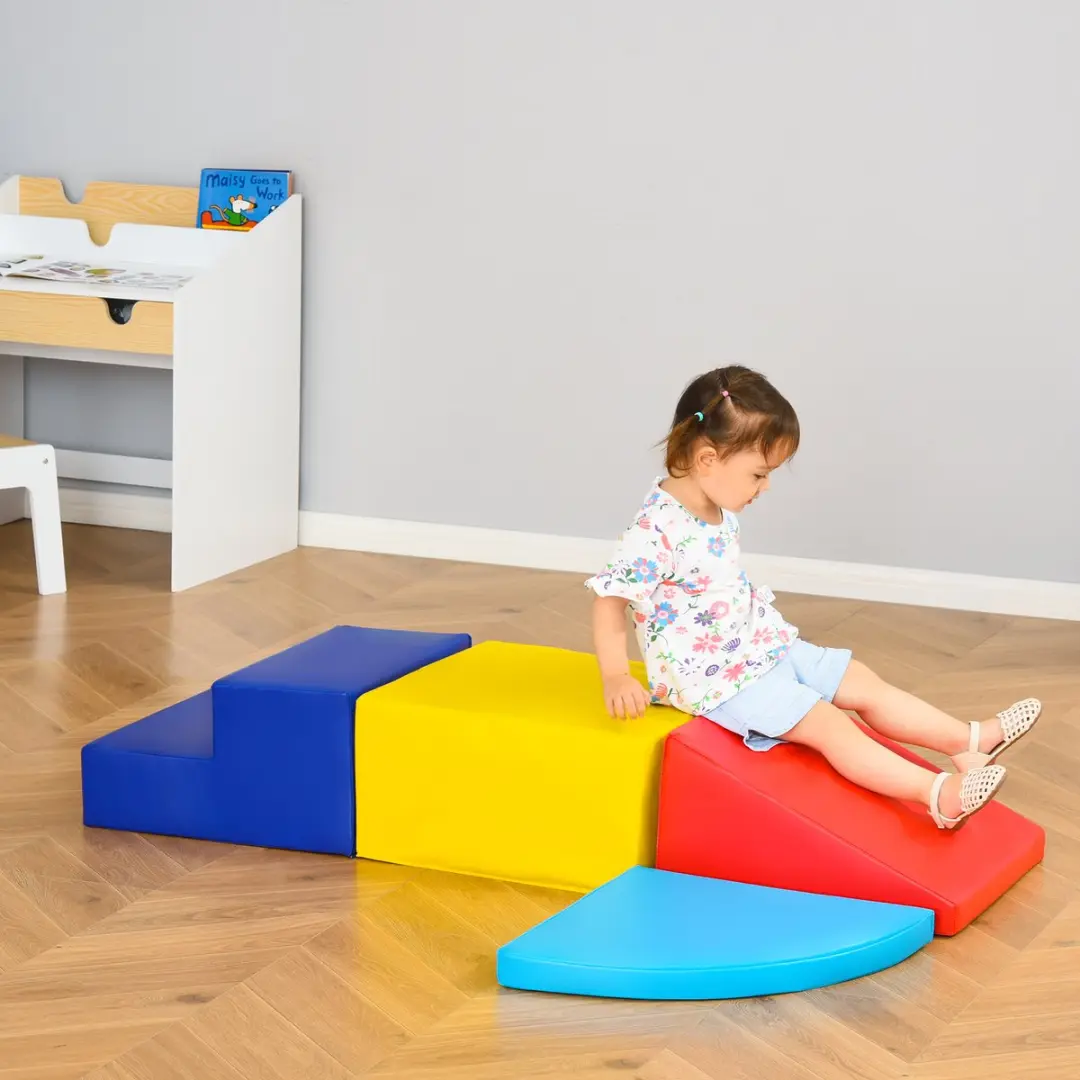 Homcom Bouwstenenset 4-delig - Schuimstof - 1-3 jaar - Rood/Blauw/Geel