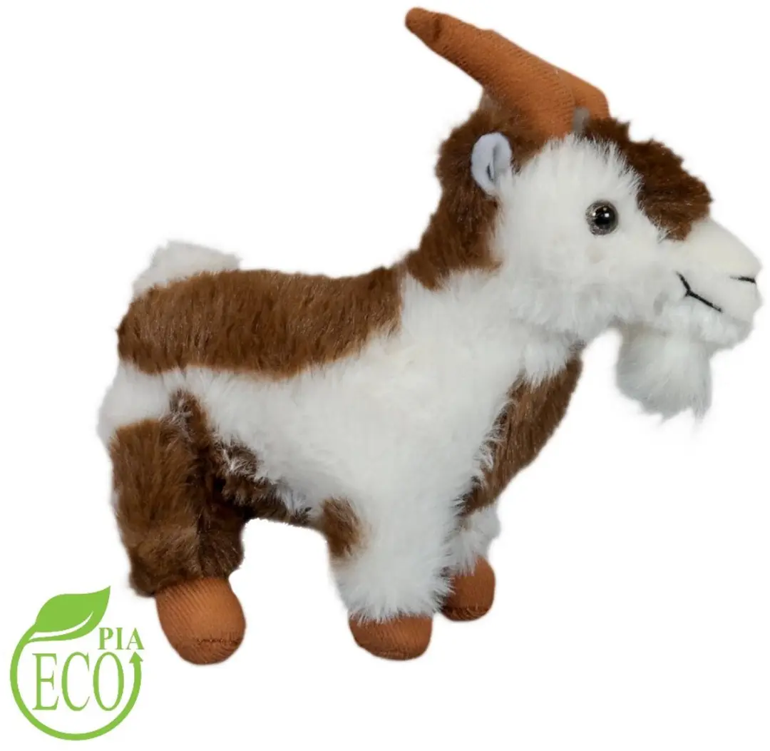 PIA Pluche Geit Knuffel - 15cm - Wit/Bruin