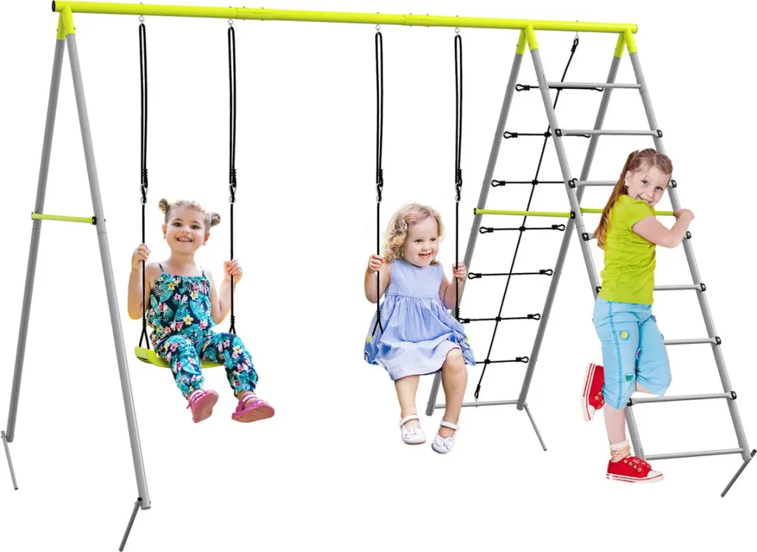 Outsunny 2-zits Kinderschommel Sportladder