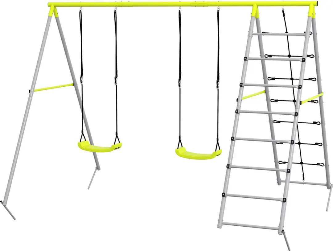 Outsunny 2-zits Kinderschommel Sportladder - Groen