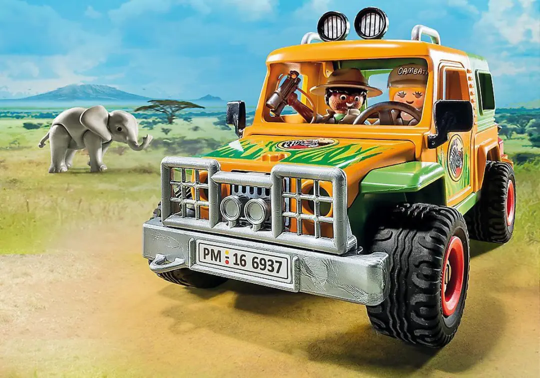 Playmobil Ranger Terreinwagen met Olifant 6937 - Bruin/ Groen