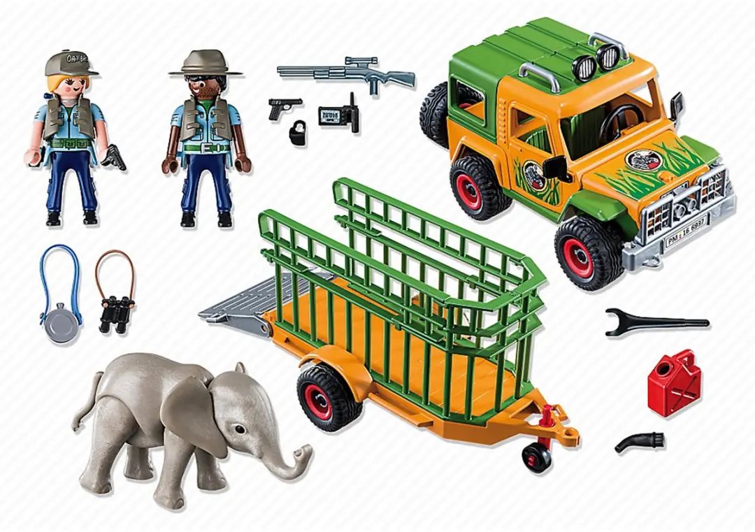 Playmobil Ranger Terreinwagen met Olifant 6937 - Bruin/ Groen