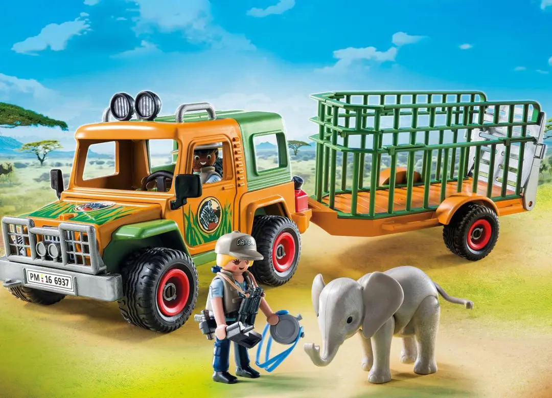 Playmobil Ranger Terreinwagen met Olifant 6937 - Bruin/ Groen