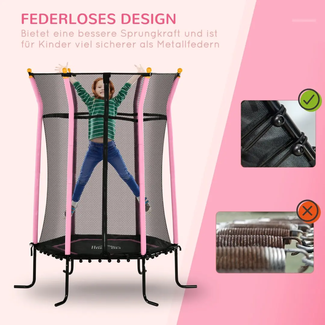 Homcom Kindertrampoline Ø163,5cm H190cm - Roze