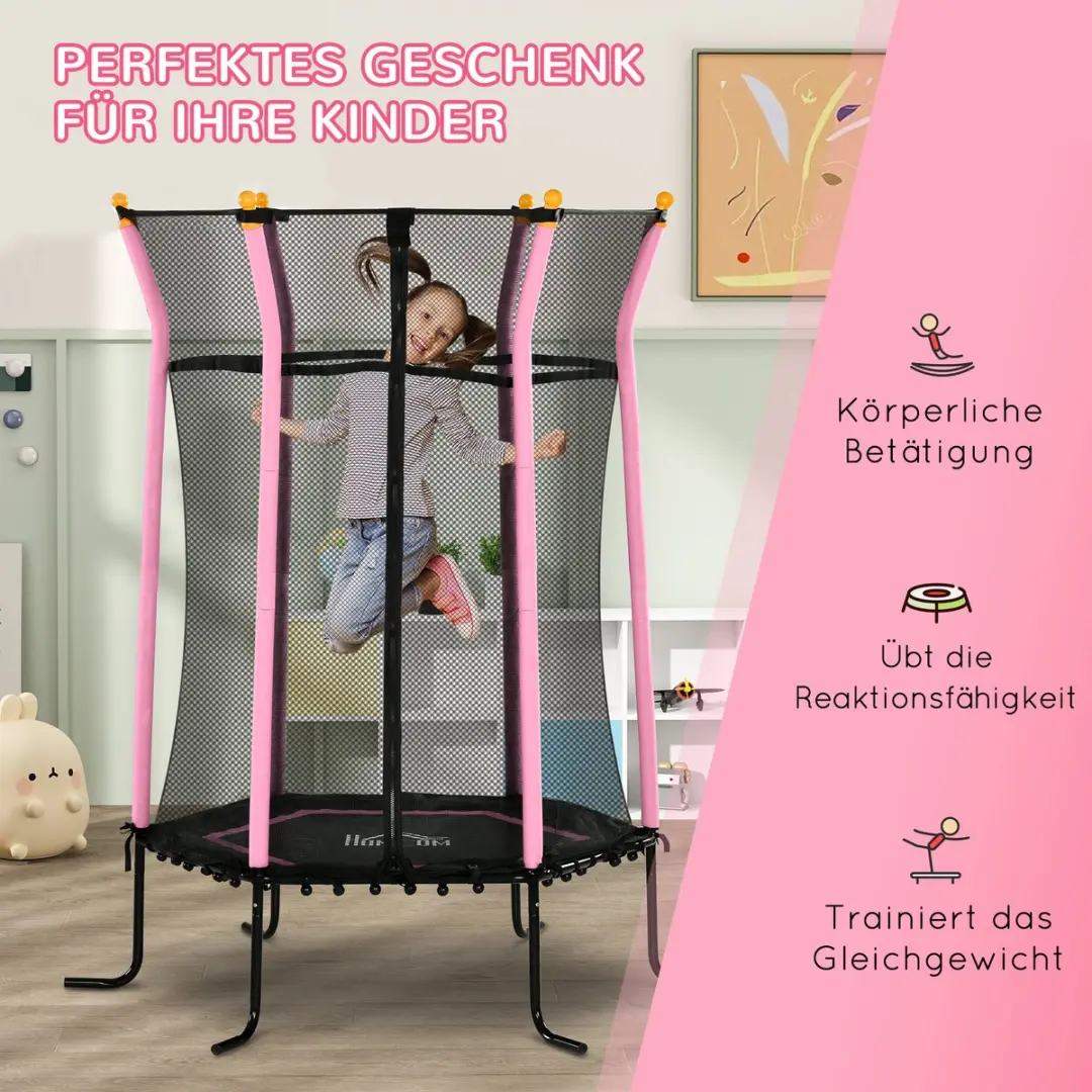 Homcom Kindertrampoline Ø163,5cm H190cm - Roze
