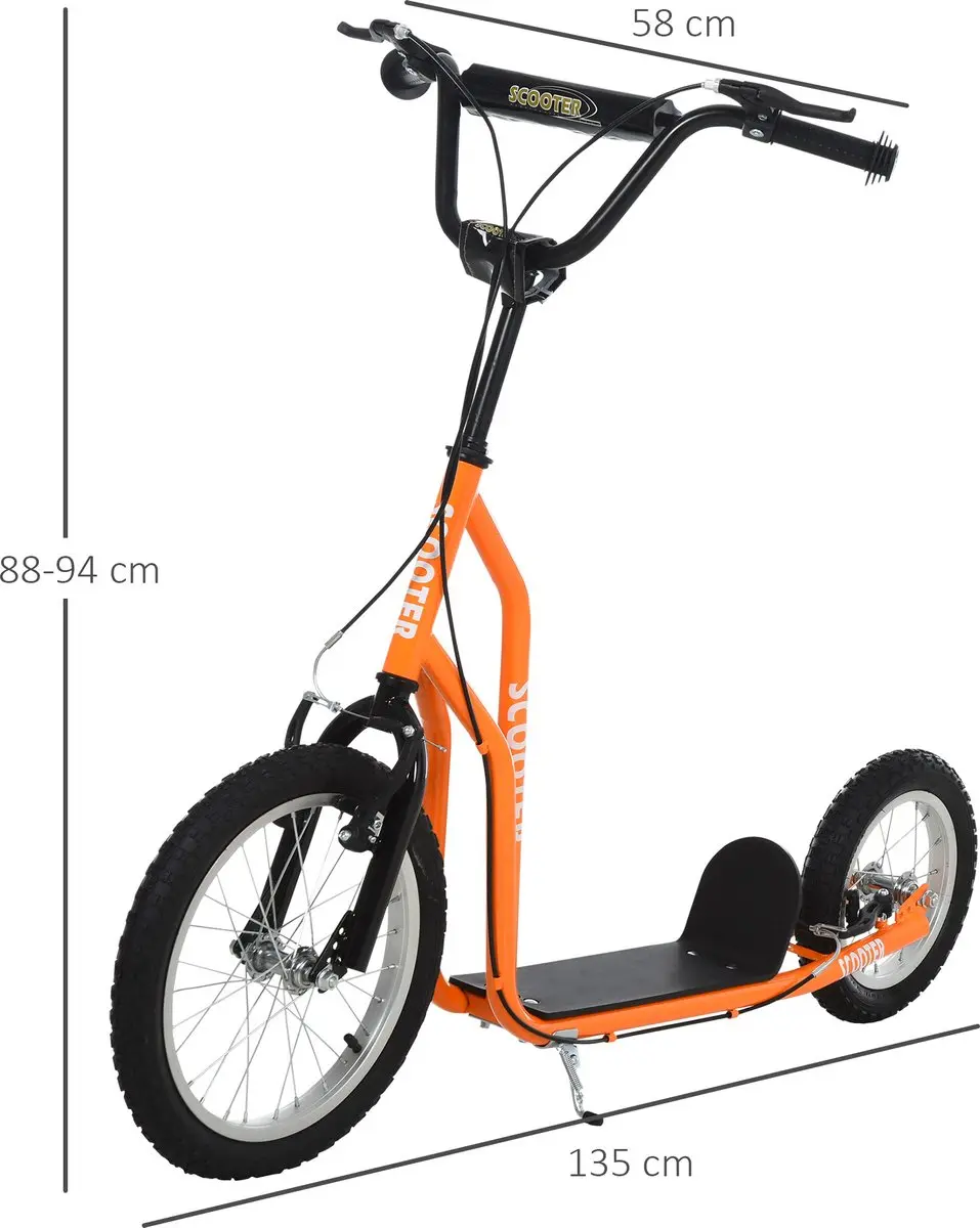 Homcom Kinderstep met Luchtbanden 16 Inch - Verstelbaar - Oranje