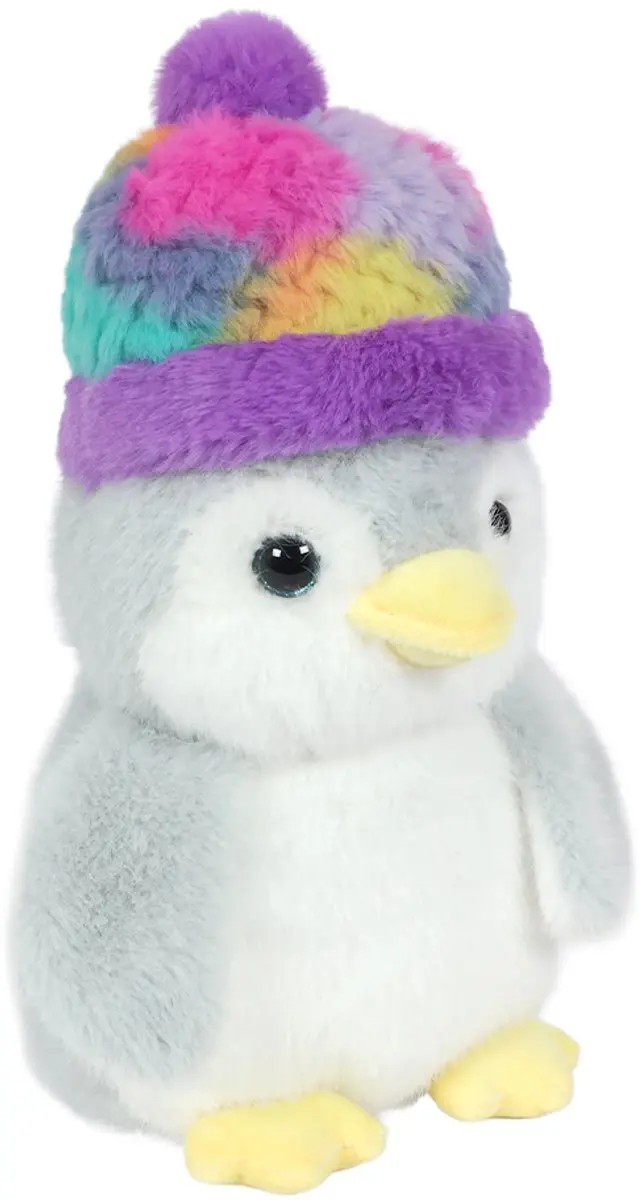 PIA Soft Toys Pluche Pinguïn met muts 24cm - Grijs/Wit/Paars/Roz