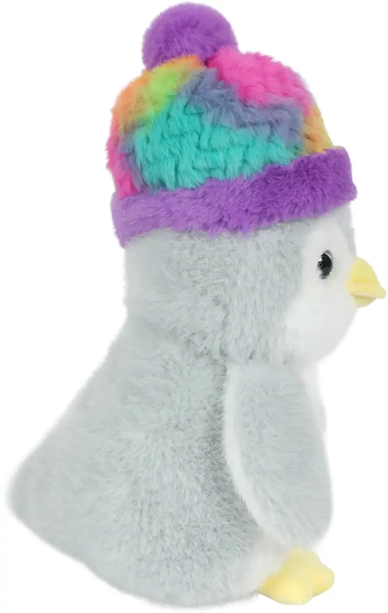 PIA Soft Toys Pluche Pinguïn met muts 24cm - Grijs/Wit/Paars/Roz