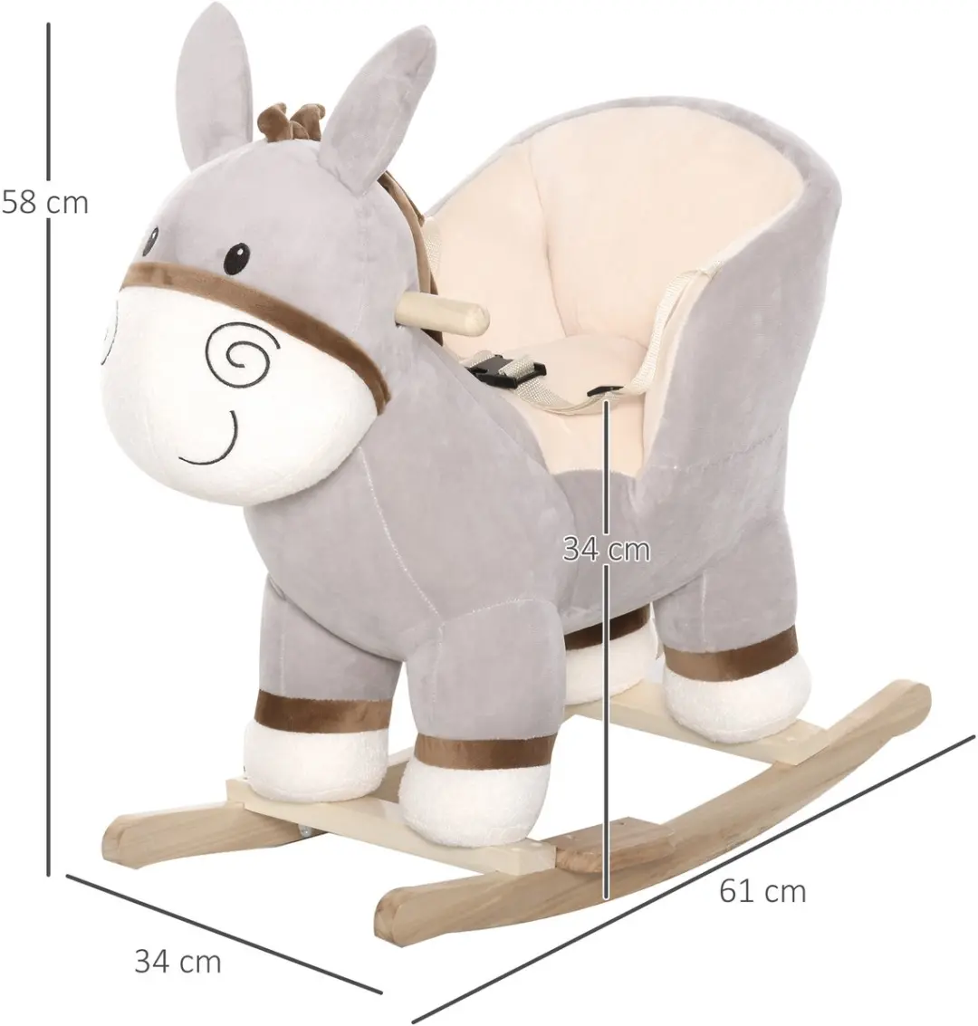 Homcom Kinderschommelpaard Populierenhout 61x34x58cm Grijs
