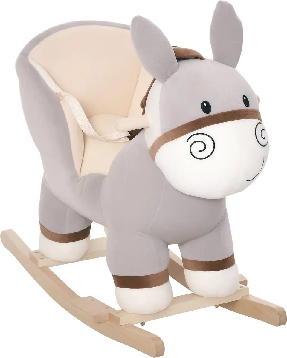 Homcom Kinderschommelpaard Populierenhout 61x34x58cm Grijs