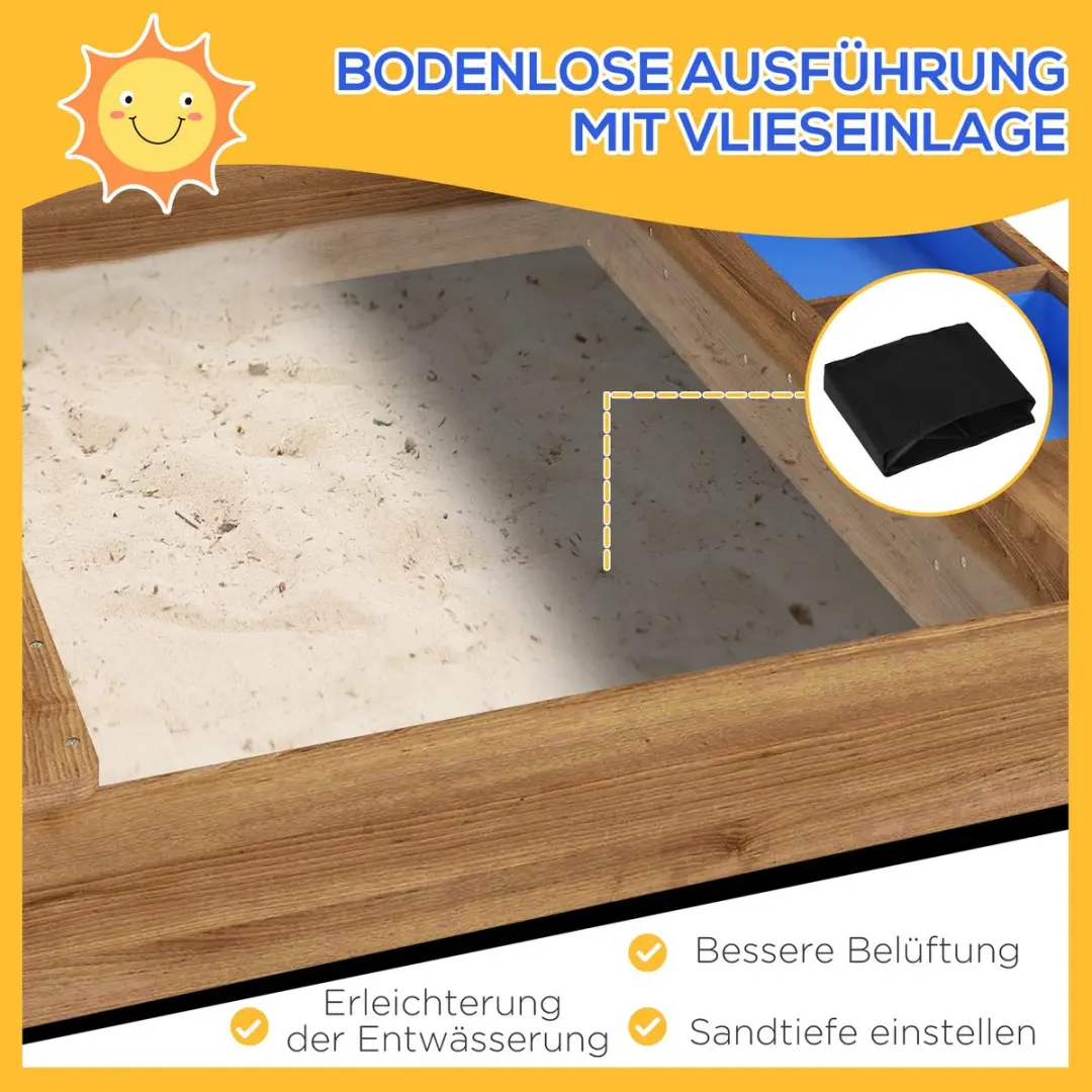 Outsunny Sandkast Tannenhout 124x116x146cm - 124L - Bruin