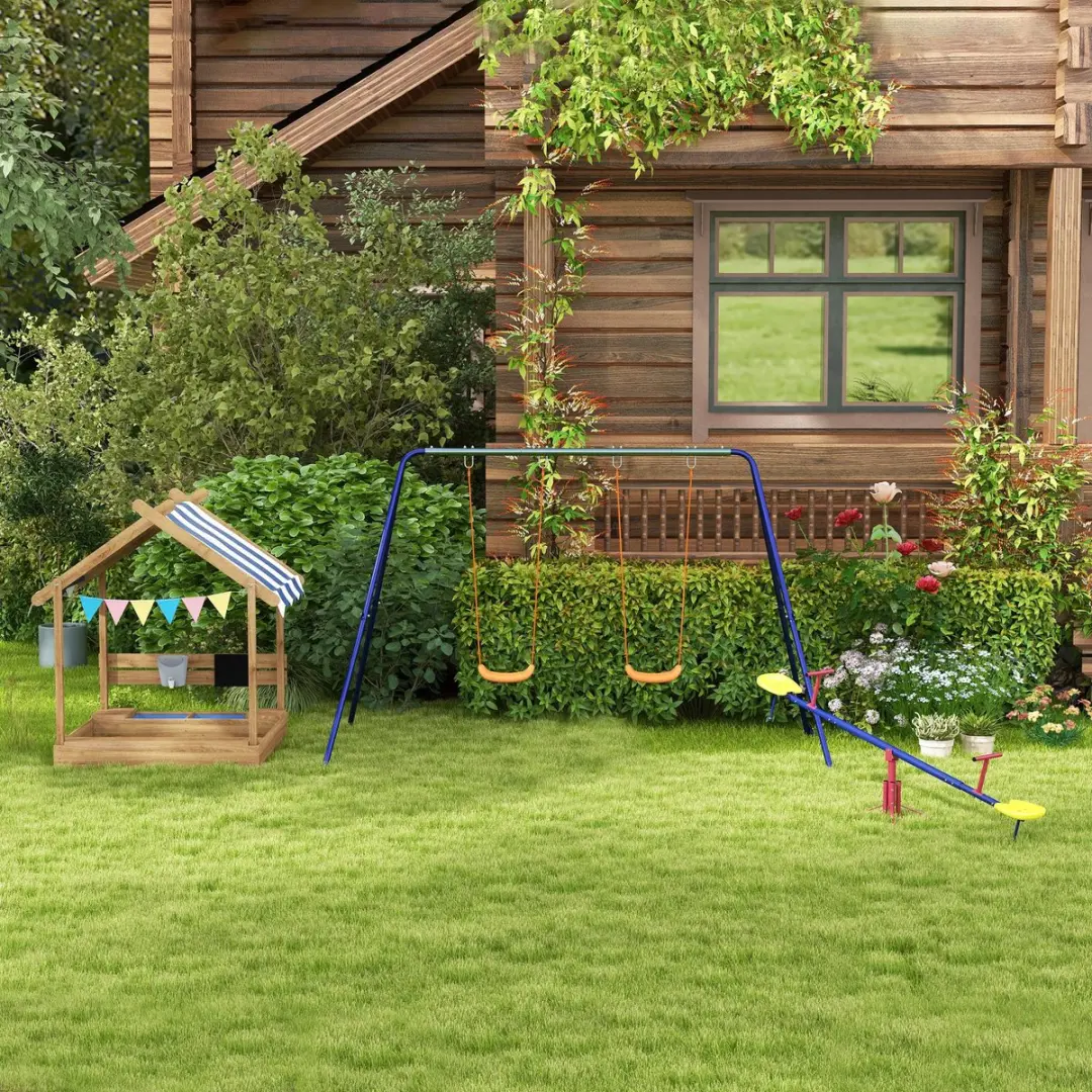 Outsunny Sandkast Tannenhout 124x116x146cm - 124L - Bruin