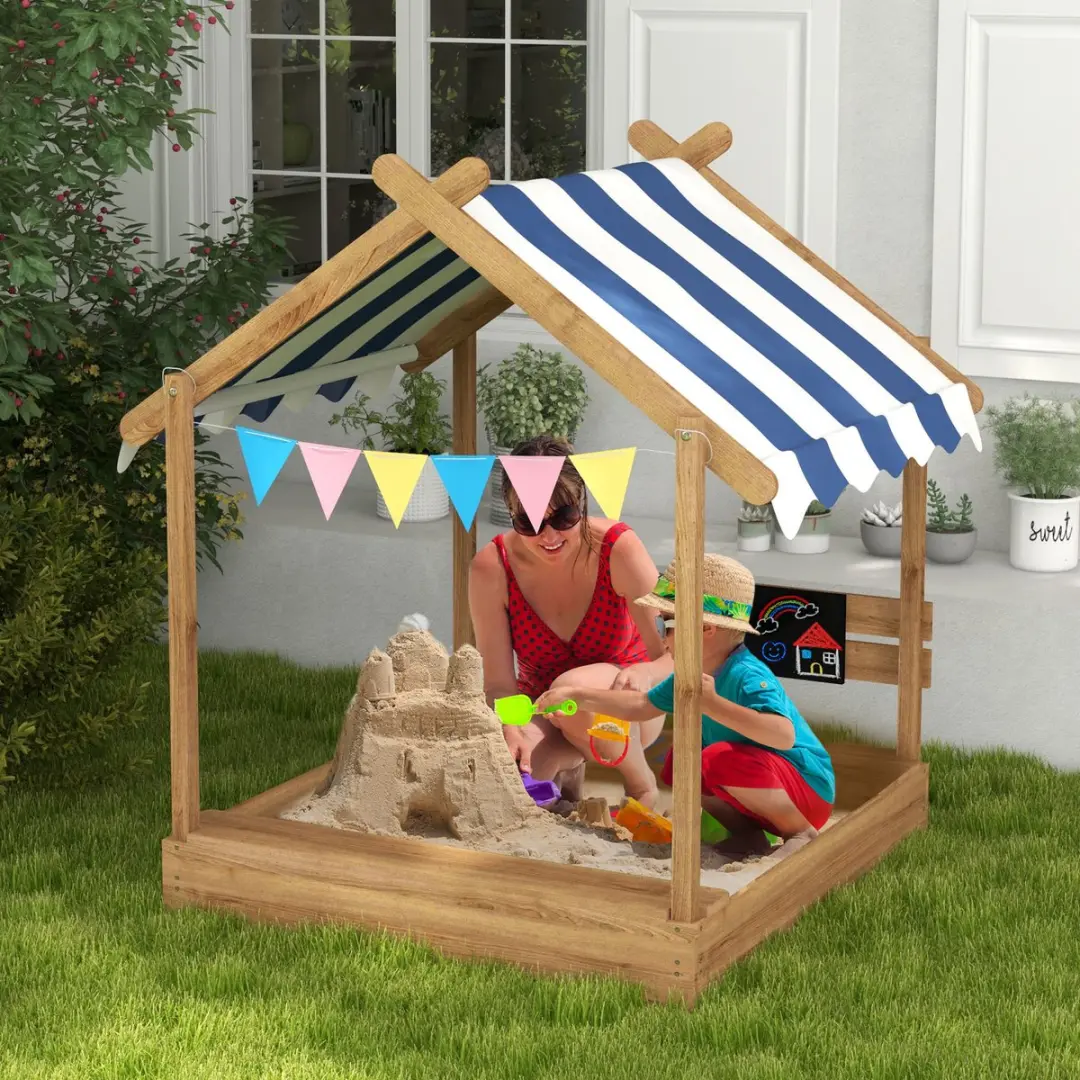 Outsunny Sandkast Tannenhout 124x116x146cm - 124L - Bruin