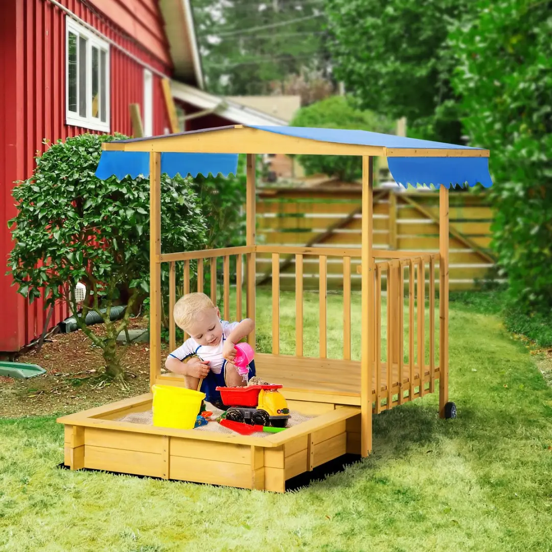 Outsunny Sandkast Tanne - 133x129x137,5cm - Naturhout