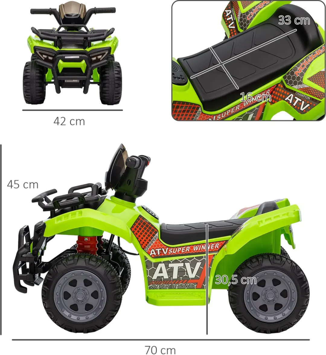 Homcom Elektrische Kinderauto Metaal 370-189V90GN - Groen