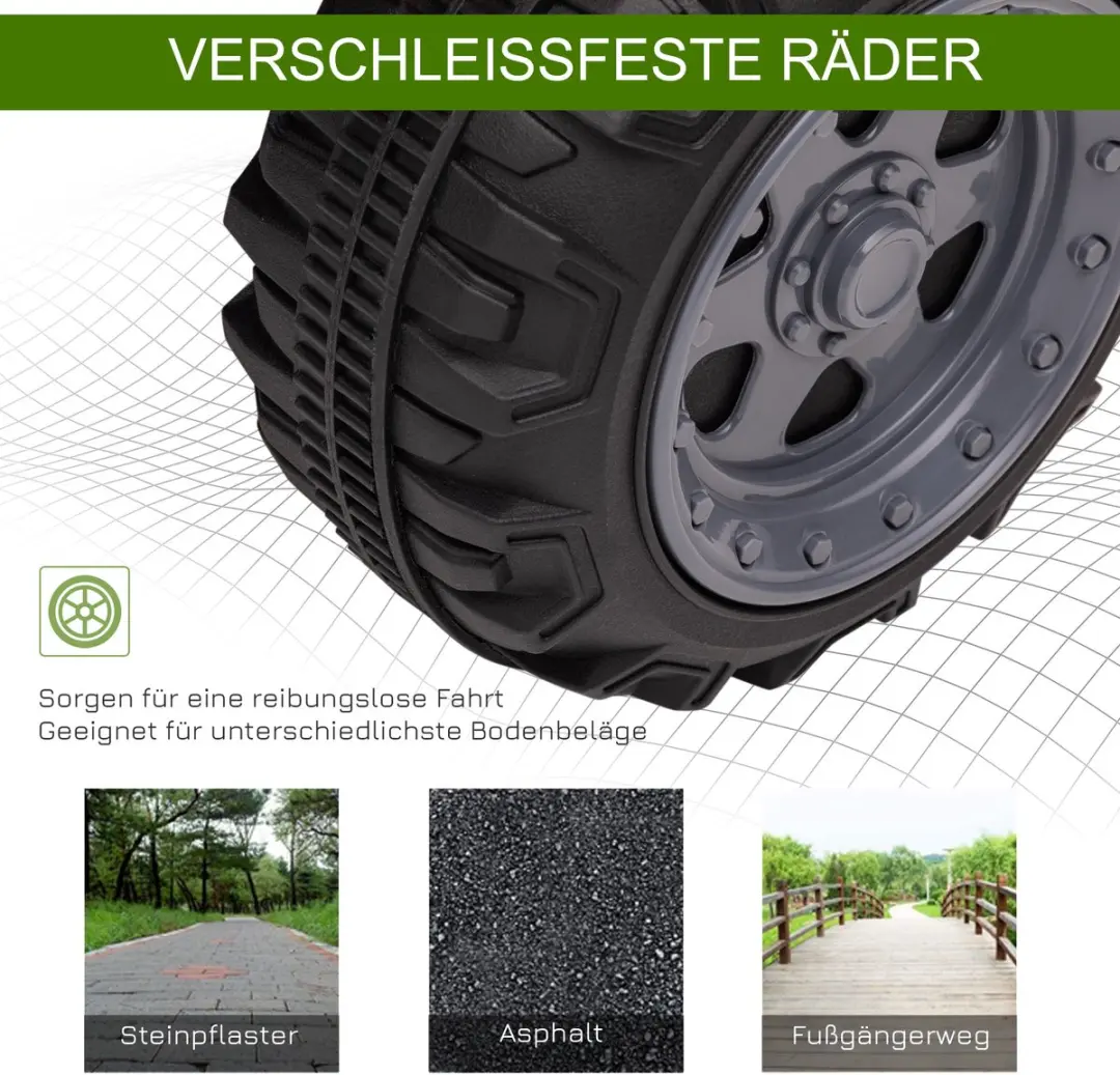 Homcom Elektrische Kinderauto Metaal 370-189V90GN - Groen - afbeelding 6 van 6