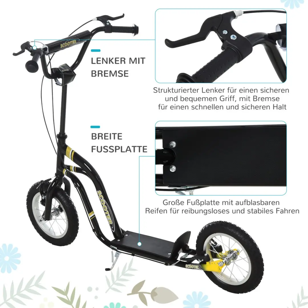 Homcom Kinderstep met Luchtbanden 12 Inch - Zwart