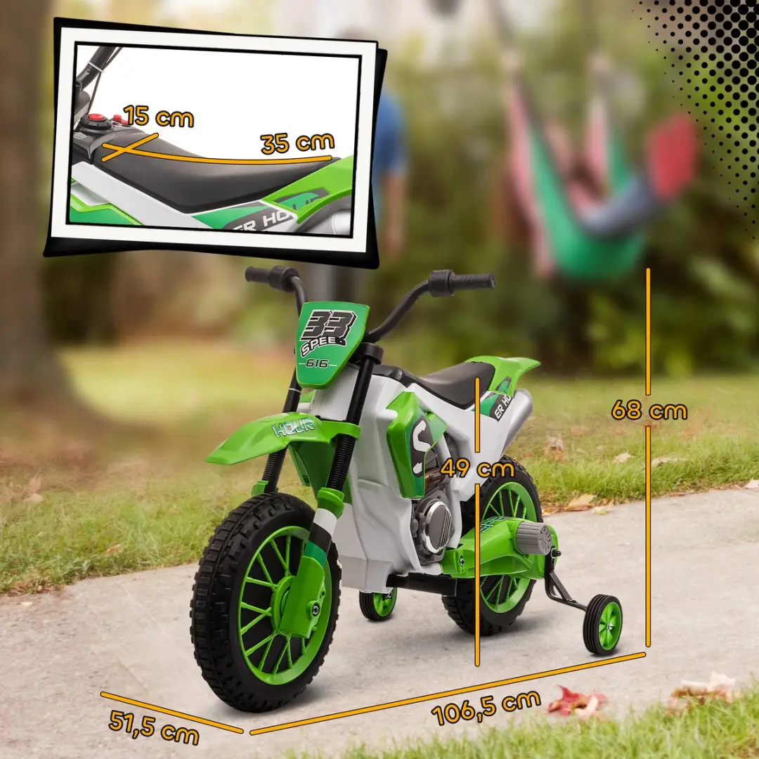 Homcom Ride on Car PP Metall 106,5x51,5x68cm - Groen/Wit