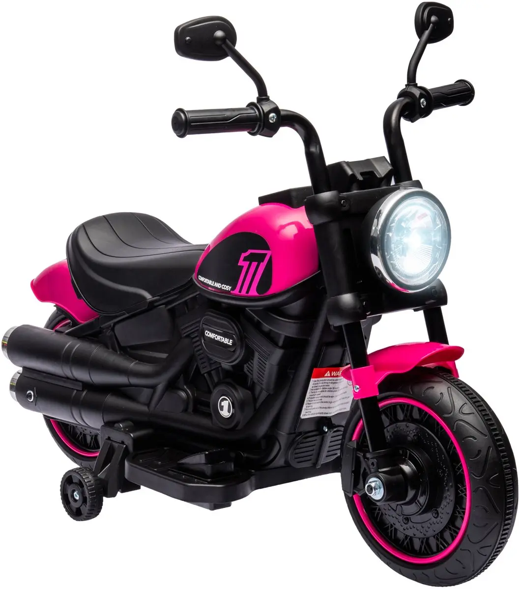 Homcom Elektrische Kindermotor Roze/Zwart 76x42x57cm