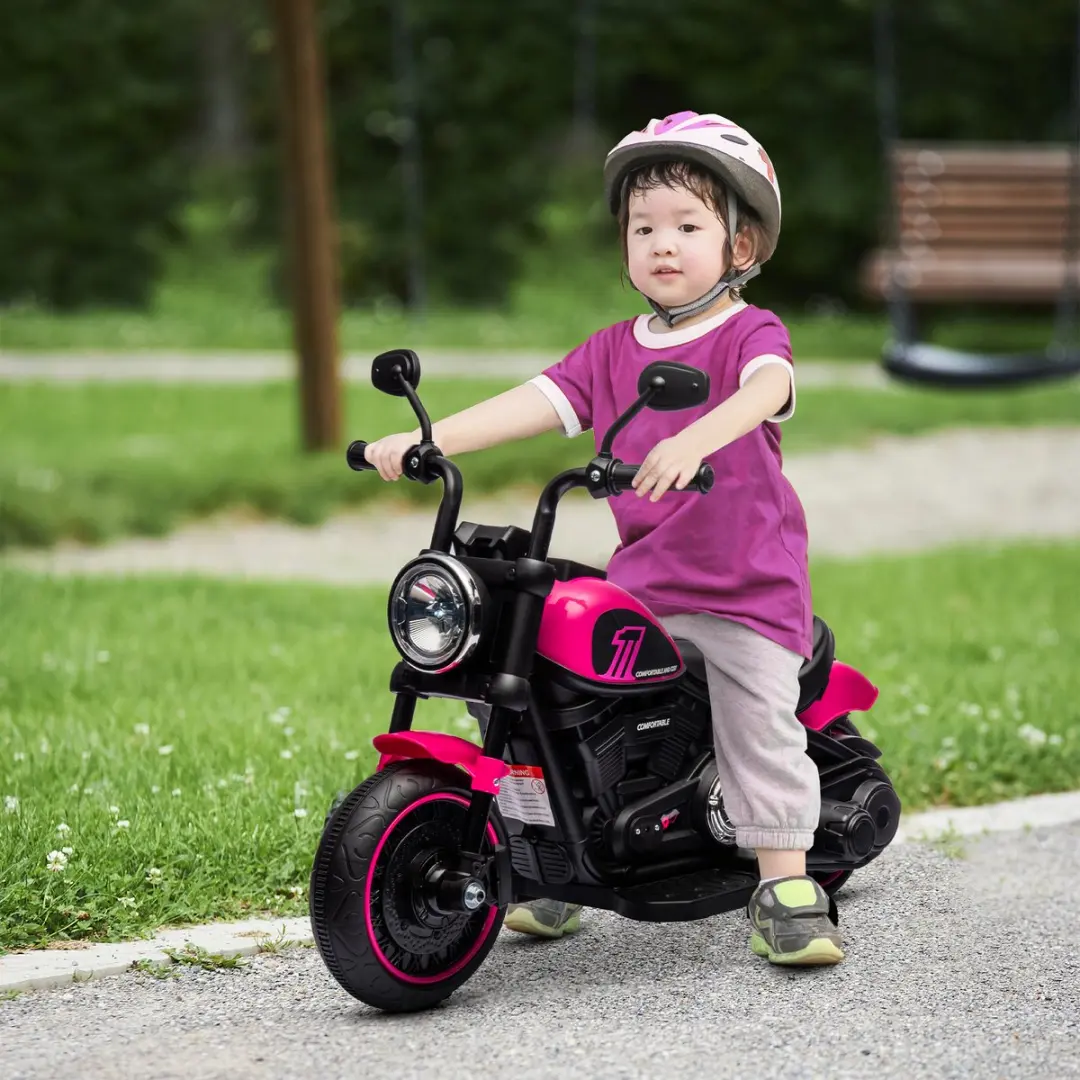 Homcom Elektrische Kindermotor Roze/Zwart 76x42x57cm
