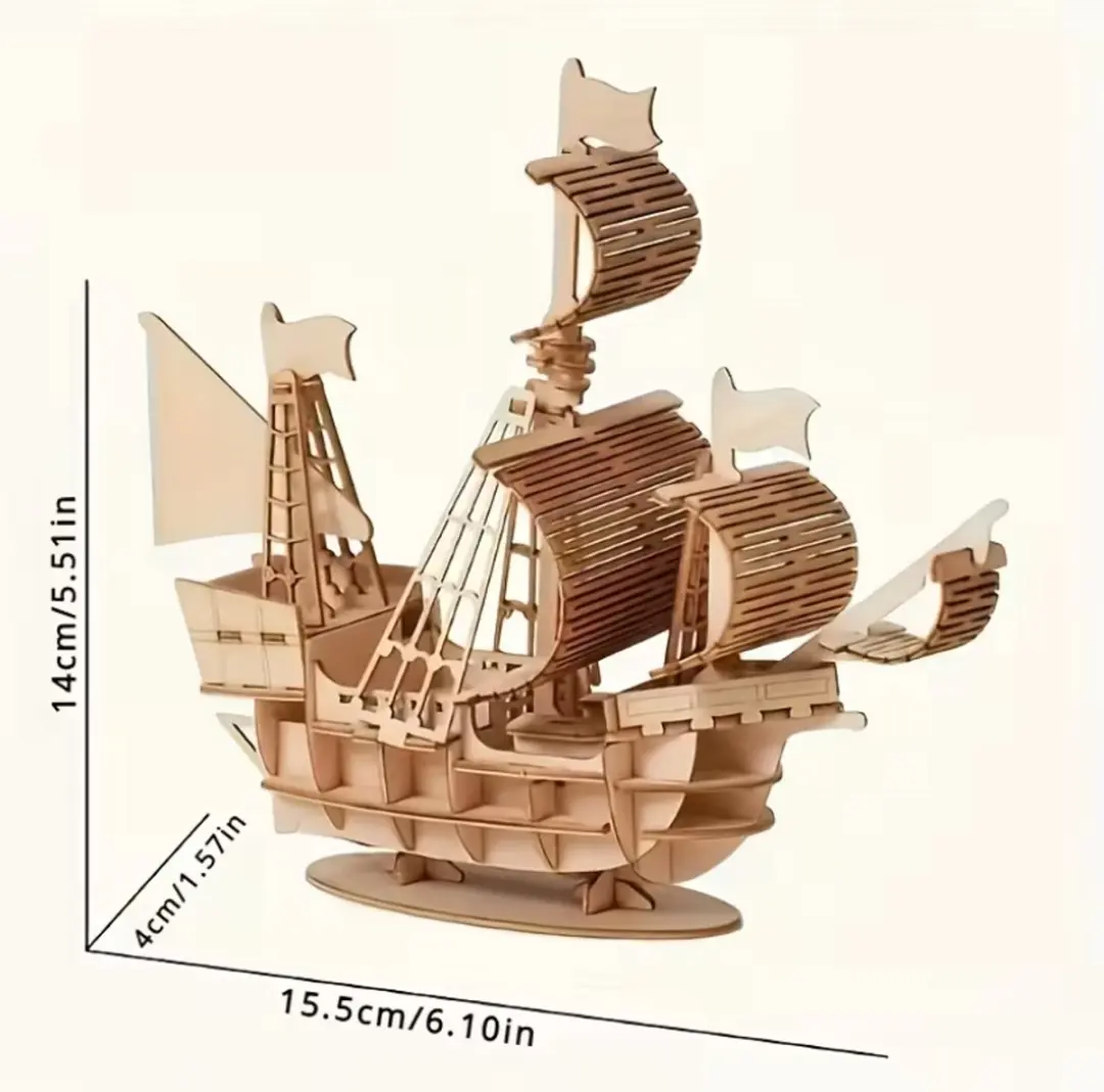 NuveX Lichtbruine Zeilboot Bouwpakket - 3D Modelbouwset