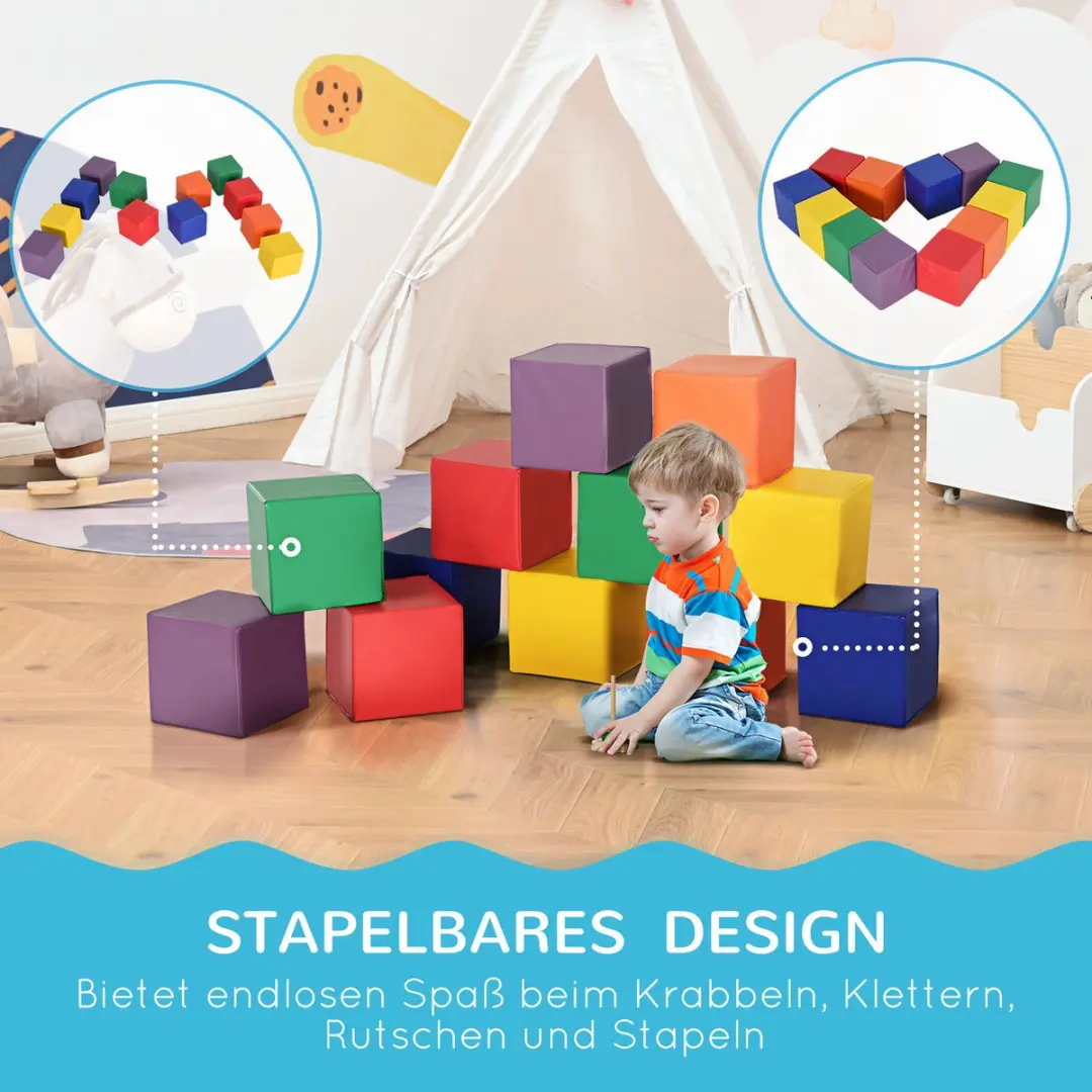 Homcom Kinder Speelset Zacht Kunstleer - 12-delig - 20x20x20cm - Rood/Geel