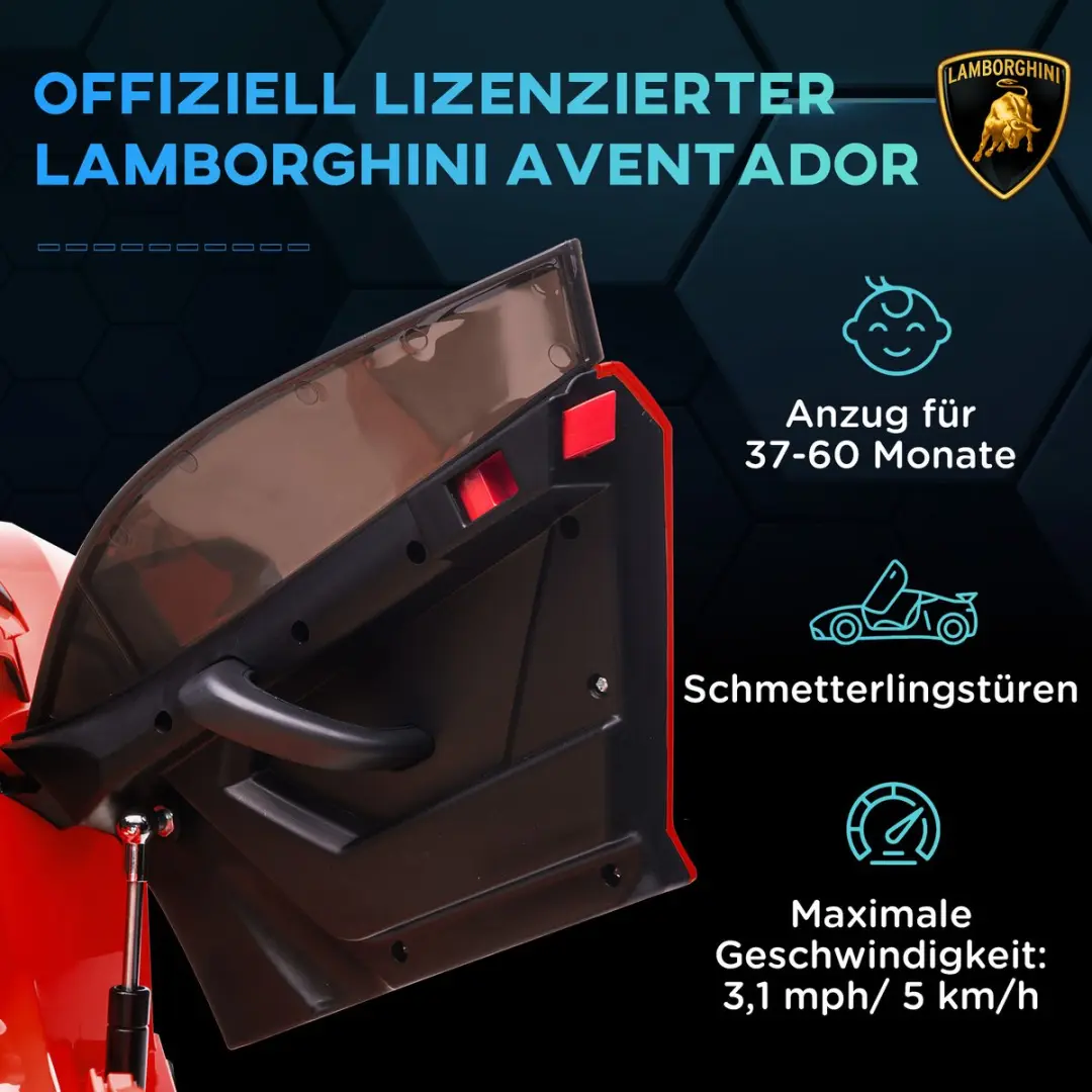 Homcom Elektrische Kinderauto 107,5x63x42cm Rood - MPN 370-306V90RD - afbeelding 6 van 6