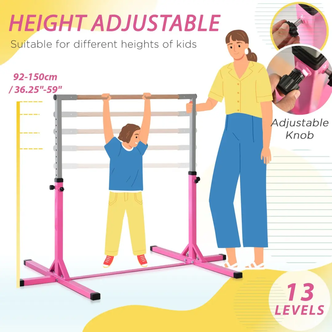 Homcom Gymnastiekstang 13-traps - Roze