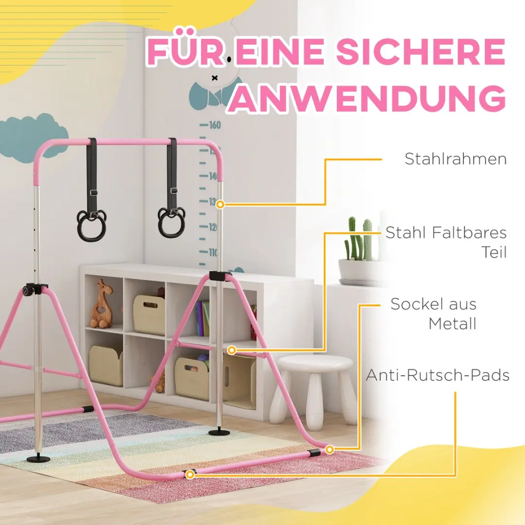 Homcom Kids Gymnastiekrek Roze - 148x105cm - afbeelding 6 van 6