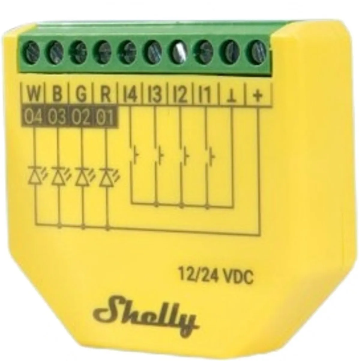 SHELLY LED-lichtcontroller Plus RGBW, PM, BT, Wi-Fi, inbouw, geel, 4 stuks