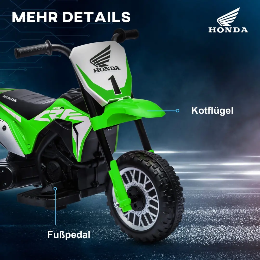 Homcom Elektrische Motorfiets Kinderen 71x40,5x43,5cm Groen - MPN 370-298V70GN