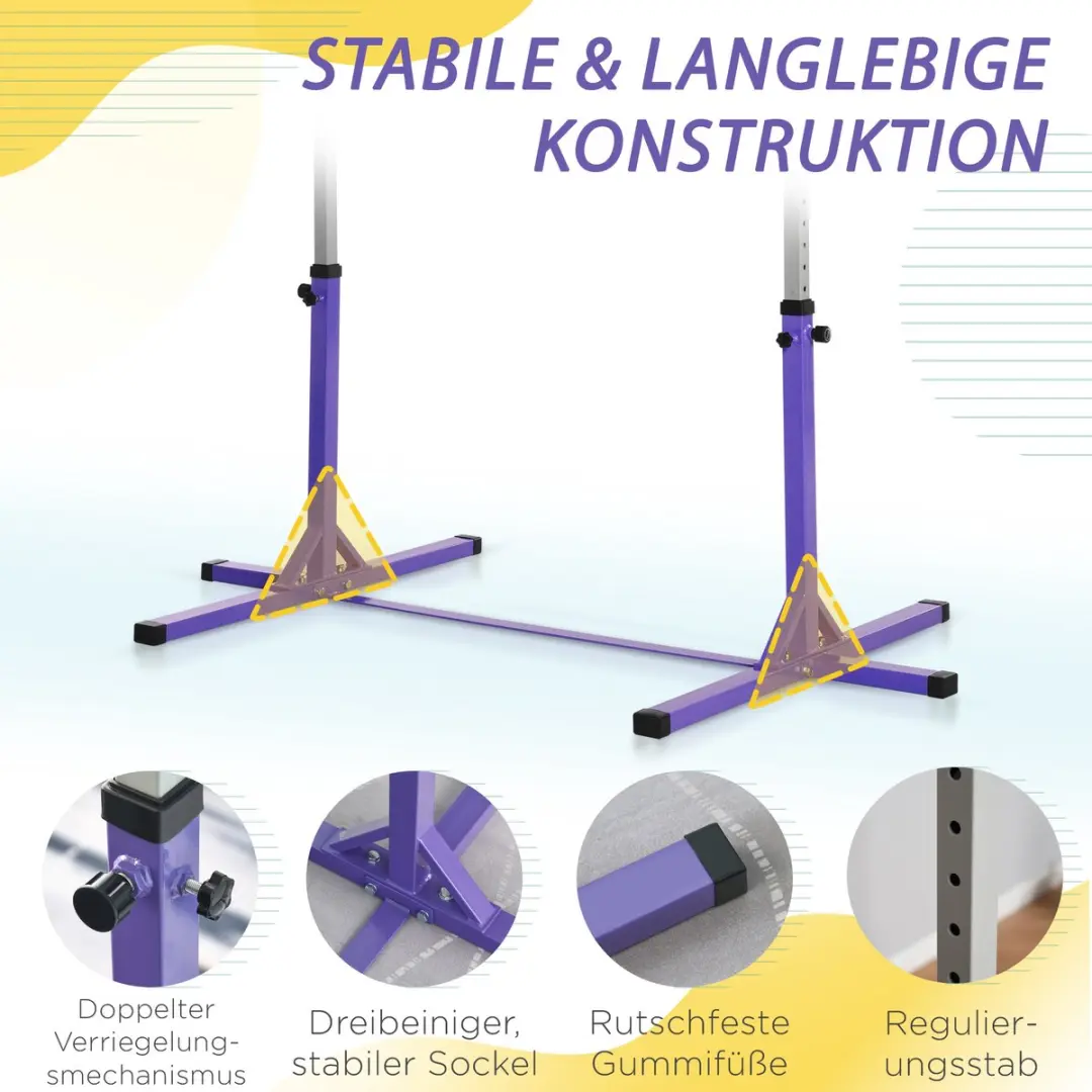 Homcom Gymnastiekrek Beukenhout 194x121cm 92-150cm Paars